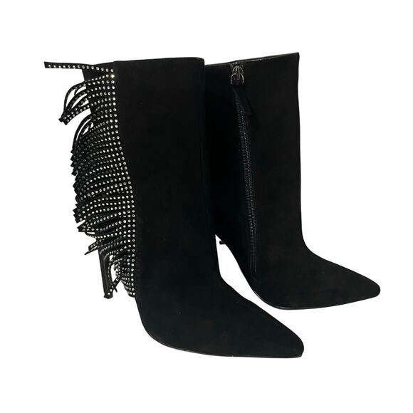 House of Harlow 1960 Revolve Ankle Booties Women’s Asher Zip Fringe Sz 9.5 Black - Picture 2 of 10